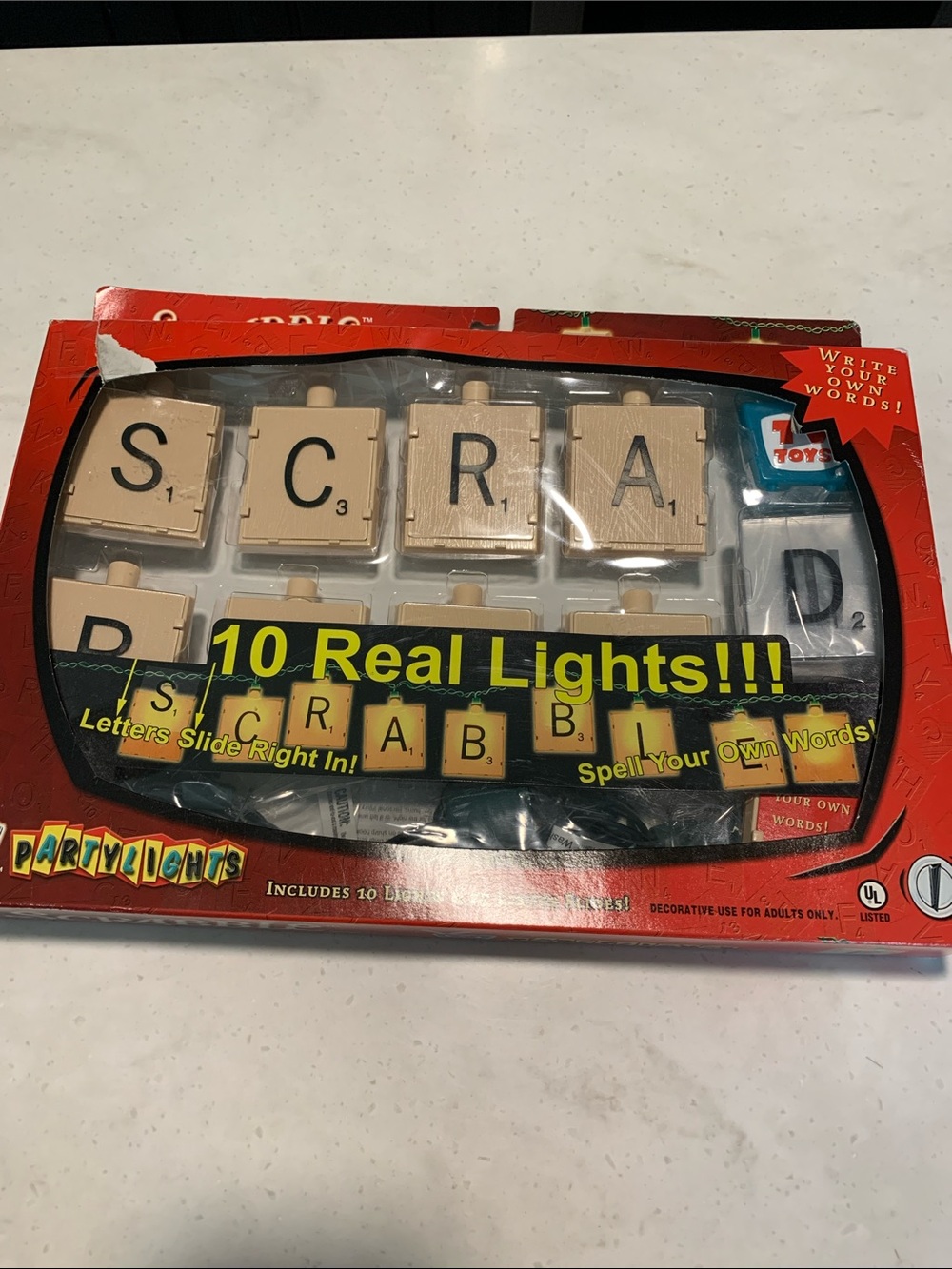 Scrabble Party Lights NEW Real lights Spell your own Words 10 Lights 27 Letters
